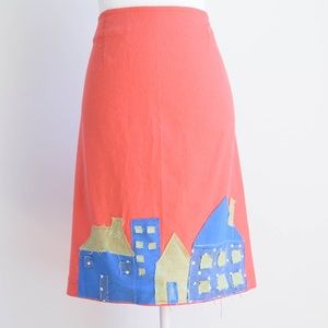 Linen skirt with houses
